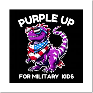 Purple Up For Military Kids Month Of Military Child T-Rex Posters and Art